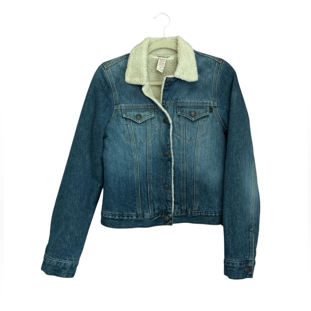 Abercrombie & Fitch Sherpa Trim Collar Snap Button Jeans Jackets Y2K Size Medium